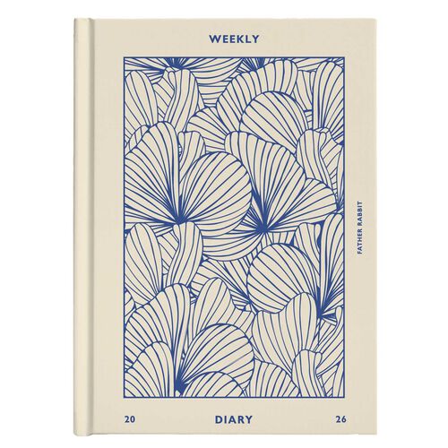 Father Rabbit Prussian Blue Floral Weekly Diary 2026